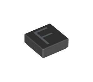 LEGO Black Tile 1 x 1 with 'F' with Groove (11542 / 13412)