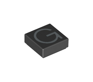 LEGO Noir Tuile 1 x 1 avec 'G' avec rainure (11544 / 13413)