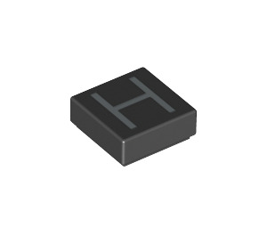 LEGO Black Tile 1 x 1 with 'H' with Groove (11546 / 13416)
