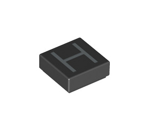 LEGO Schwarz Fliese 1 x 1 mit 'H' mit Nut (11546 / 13416)