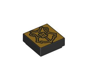 LEGO Black Tile 1 x 1 with Hogwarts Crest with Groove (3070 / 103034)