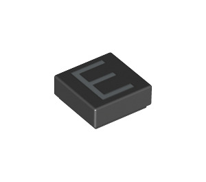 LEGO Black Tile 1 x 1 with Letter "E" with Groove (11541 / 13411)