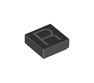 LEGO Noir Tuile 1 x 1 avec Letter R avec rainure (11571 / 13427)