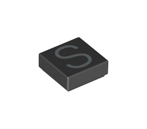 LEGO Black Tile 1 x 1 with Letter S with Groove (11573 / 13428)
