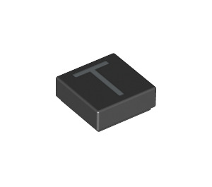 LEGO Black Tile 1 x 1 with Letter T with Groove (11579 / 13429)