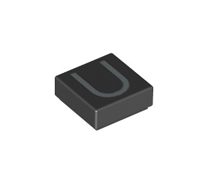 LEGO Black Tile 1 x 1 with Letter U with Groove (11583 / 13430)