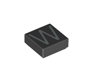 LEGO Black Tile 1 x 1 with Letter W with Groove (11585 / 13432)