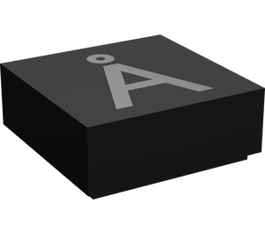 LEGO Black Tile 1 x 1 with Letter Å with Groove (13438 / 51484)