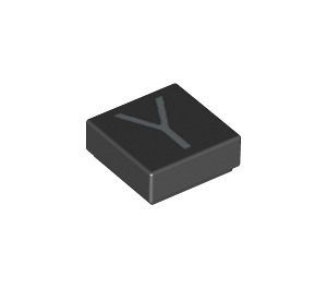 LEGO Zwart Tegel 1 x 1 met Letter Y met groef (11586 / 13434)