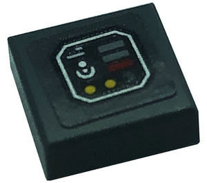 LEGO Schwarz Fliese 1 x 1 mit Hebel, Buttons, Rectangles Aufkleber mit Nut (3070)
