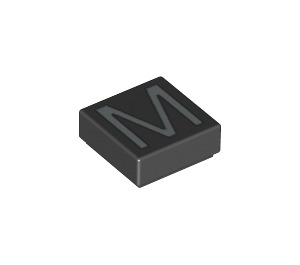 LEGO Black Tile 1 x 1 with 'M' with Groove (11558 / 13421)