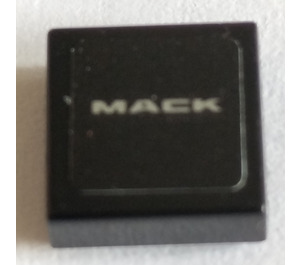 LEGO Zwart Tegel 1 x 1 met 'MACK' Sticker met groef (3070)