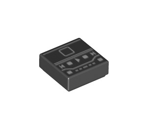 LEGO Schwarz Fliese 1 x 1 mit Music Player Screen und Buttons mit Nut (3070 / 72312)