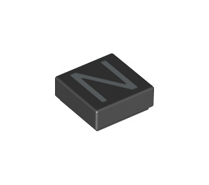 LEGO Black Tile 1 x 1 with "N" with Groove (11560 / 13422)