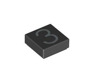 LEGO Noir Tuile 1 x 1 avec Number 3 avec rainure (11600 / 13441)