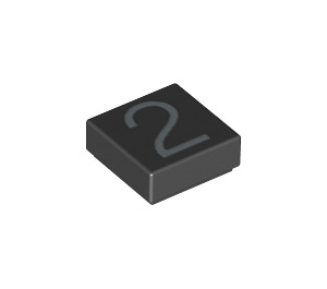 LEGO Noir Tuile 1 x 1 avec Argent "2" avec rainure (11596 / 13440)