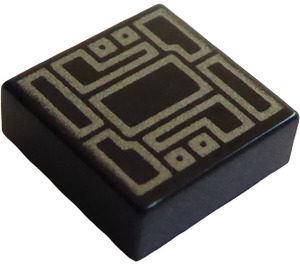 LEGO Black Tile 1 x 1 with Silver Circuitry with Groove (3070 / 36785)
