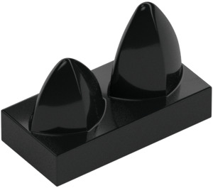 LEGO Black Tile 1 x 2 with 2 Vertical Teeth (15209)