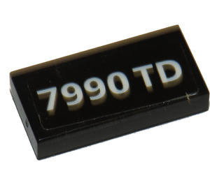 LEGO Black Tile 1 x 2 with '7990 TD' Sticker with Groove (3069)