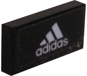 LEGO Black Tile 1 x 2 with Adidas Sticker with Groove (3069)