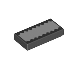 LEGO Schwarz Fliese 1 x 2 mit Adidas Streifen mit Zigzag Edges mit Nut (3069 / 79707)