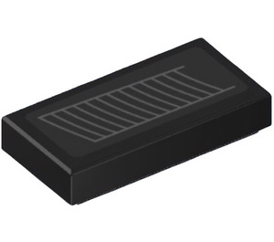 LEGO Black Tile 1 x 2 with Air Vent Sticker with Groove (3069)