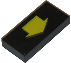 LEGO Black Tile 1 x 2 with Arrow Short Yellow with Groove (3069 / 82057)