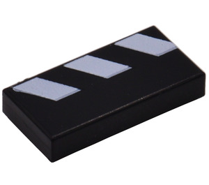 LEGO Black Tile 1 x 2 with Black & White Diagonal Stripes with Groove (3069 / 84506)