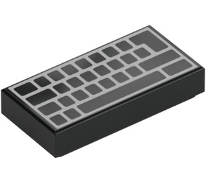 LEGO Černá Dlaždice 1 x 2 s Blank PC Keyboard s drážkou (73688 / 100218)