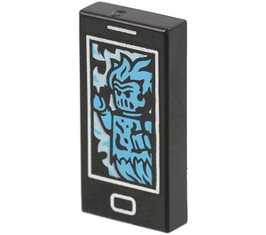 LEGO Black Tile 1 x 2 with Cell Phone With Azure Ghost with Groove (3069 / 56205)