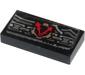LEGO Black Tile 1 x 2 with Chain, red clock hands Sticker with Groove (3069)