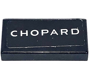 LEGO Black Tile 1 x 2 with CHOPARD Sticker with Groove (3069)