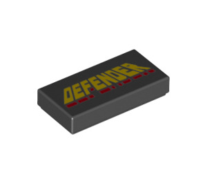 LEGO Black Tile 1 x 2 with Defender with Groove (3069 / 24444)