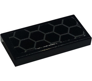 LEGO Black Tile 1 x 2 with Hexagons Sticker with Groove (3069)