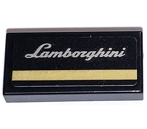LEGO Noir Tuile 1 x 2 avec Lamborghini Autocollant avec rainure (3069)
