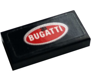 LEGO Schwarz Fliese 1 x 2 mit Logo Bugatti Aufkleber mit Nut (3069)