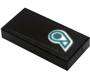 LEGO Black Tile 1 x 2 with Logo Petronas Sticker with Groove (3069)