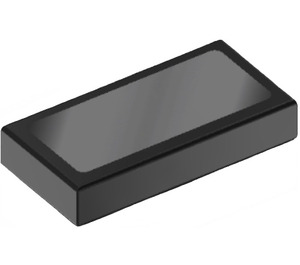 LEGO Black Tile 1 x 2 with Mirror Sticker with Groove (3069)