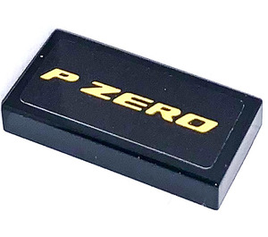 LEGO Black Tile 1 x 2 with P ZERO Sticker with Groove (3069)