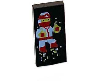 LEGO Black Tile 1 x 2 with Pixelated Ninja with Groove (3069)