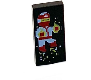 LEGO Black Tile 1 x 2 with Pixelated Ninja with Groove (3069 / 74273)