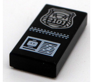 LEGO Noir Tuile 1 x 2 avec Police Badge avec rainure (3069 / 12646)