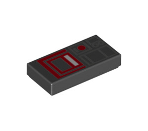 LEGO Schwarz Fliese 1 x 2 mit Rot und Grau Video Recorder mit Nut (3069 / 39085)