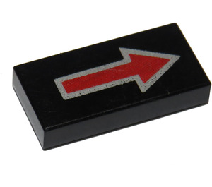 LEGO Black Tile 1 x 2 with Red Arrow with Groove (3069)