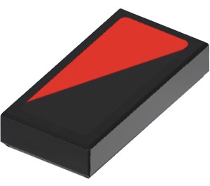 LEGO Black Tile 1 x 2 with Red Triangle (Right) Sticker with Groove (3069)