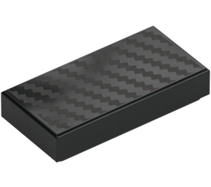 LEGO Black Tile 1 x 2 with Silver Diagonal Lines with Groove (3069 / 68207)