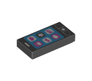 LEGO Noir Tuile 1 x 2 avec Smartphone et Apps Décoration avec rainure (3069 / 13916)