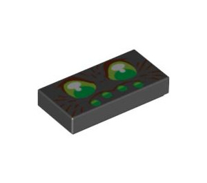 LEGO Black Tile 1 x 2 with Spider Face with Groove (3069 / 92930)