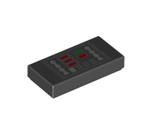 LEGO Black Tile 1 x 2 with Vader Front Green and Red Buttons with Groove (3069 / 100555)