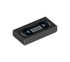 LEGO Noir Tuile 1 x 2 avec Video Cassette Tape avec rainure (3069 / 53285)